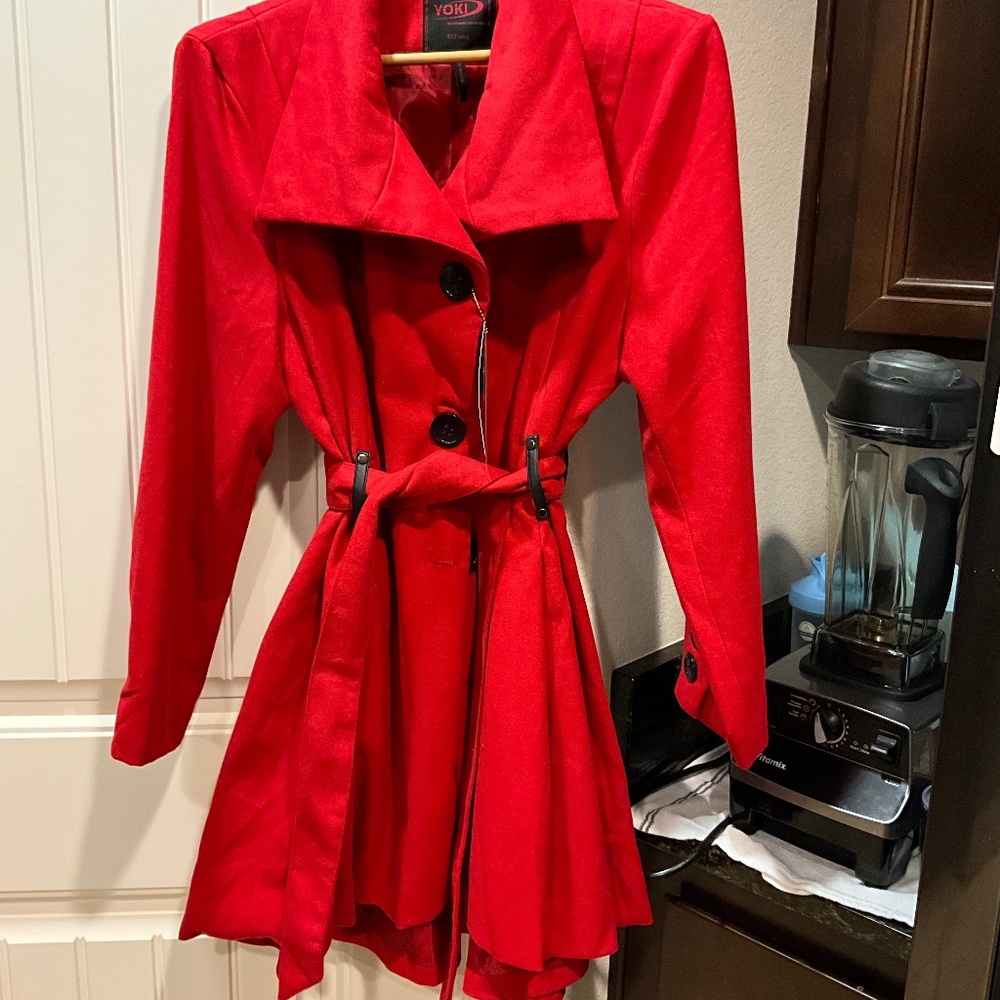 NWT Red Felt Swing Coat